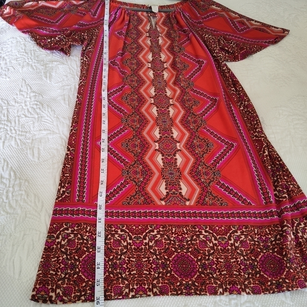 Chico's Women's Dress Multicolor Floral Short sleeves Stretch Size S - Picture 5 of 6